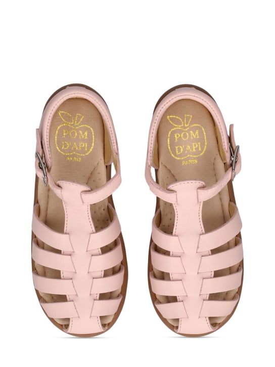 Pom D'api: Nappa leather sandals - Light Pink - kids-girls_1 | Luisa Via Roma