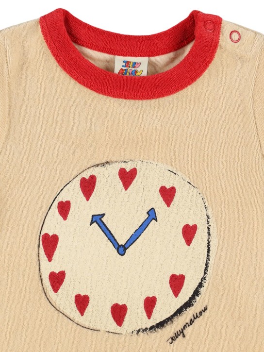 Jellymallow: Printed cotton blend jersey romper - Beige - kids-girls_1 | Luisa Via Roma