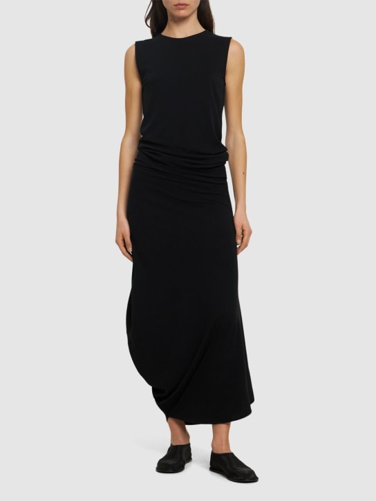 Lemaire: Fitted twisted cotton midi dress - Black - women_1 | Luisa Via Roma