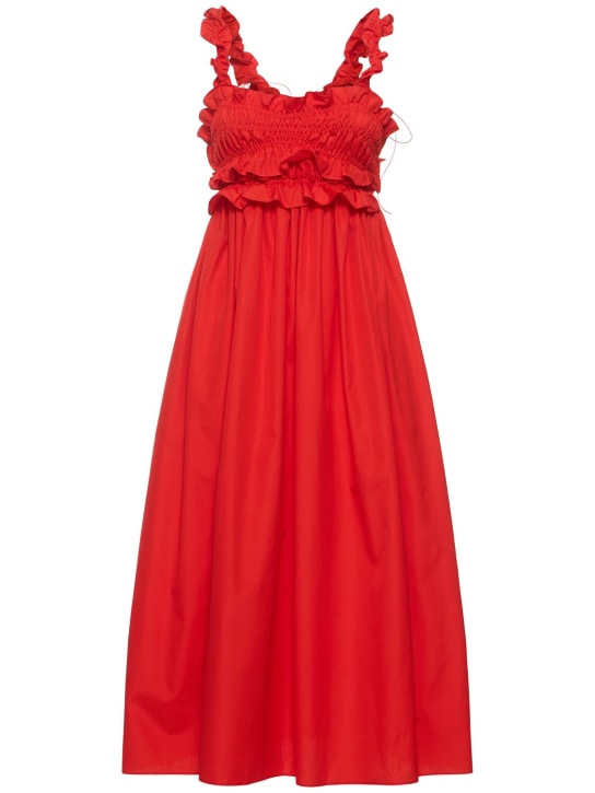 Cecilie Bahnsen: Giovanna cotton ruffled long dress - Red - women_0 | Luisa Via Roma
