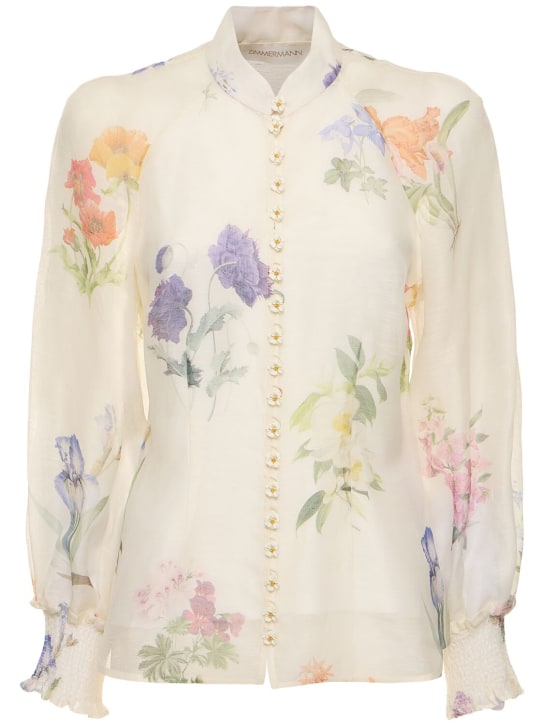 Zimmermann: Natura flowers printed silk linen blouse - White/Multi - women_0 | Luisa Via Roma