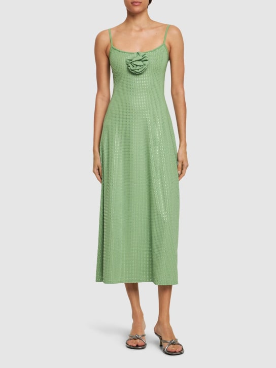 Weworewhat: Embellished midi dress w/ rose - Green - women_1 | Luisa Via Roma