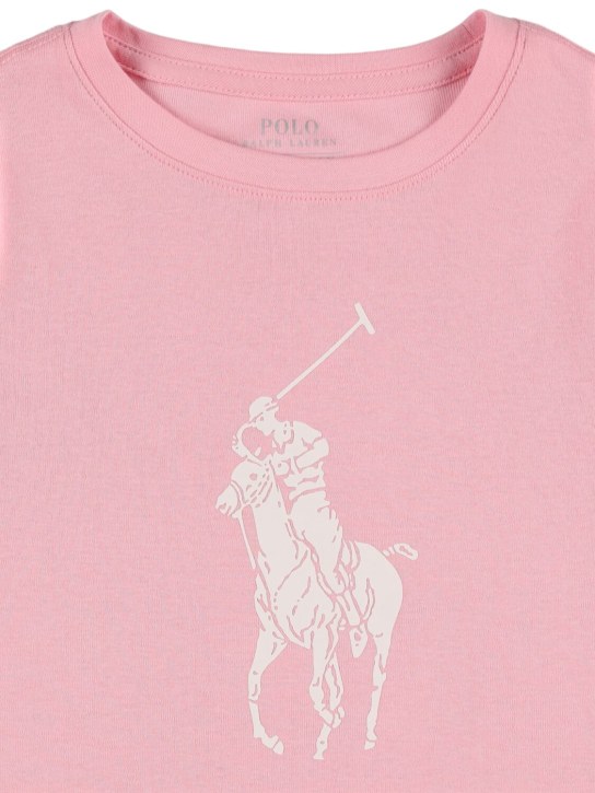 Ralph Lauren: T-shirt e shorts in cotone - Rosa/Bianco - kids-girls_1 | Luisa Via Roma
