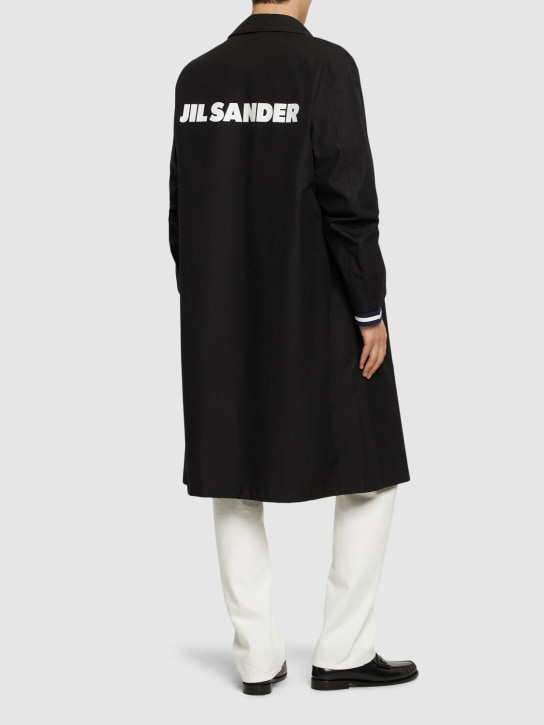 Jil Sander: Printed cotton poplin parka coat - Black - men_1 | Luisa Via Roma