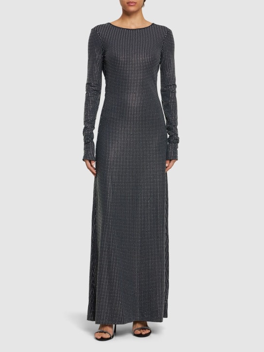 Weworewhat: Embellished open back long dress - Black - women_1 | Luisa Via Roma