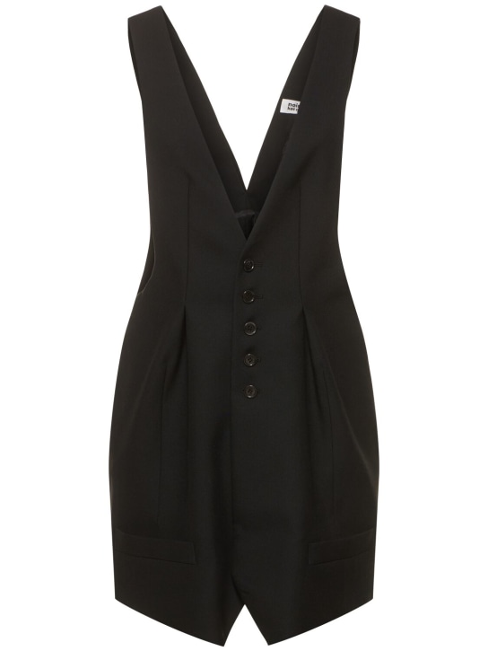 Noir Kei Ninomiya: Oxford wool vest mini dress - Black - women_0 | Luisa Via Roma