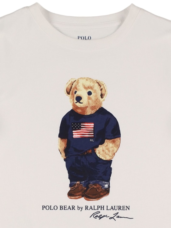 Ralph Lauren: T-shirt & short en jersey de coton - Blanc/Bleu Clair - kids-boys_1 | Luisa Via Roma