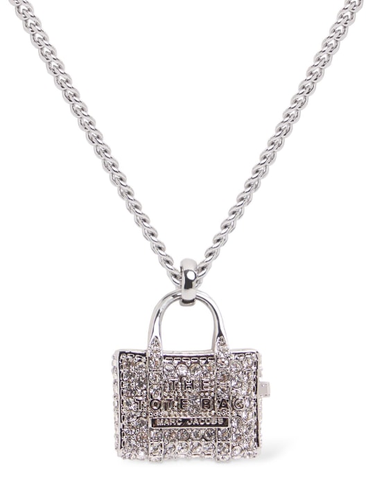 Marc Jacobs: The Pavé Tote crystal pendant necklace - Silver - women_0 | Luisa Via Roma