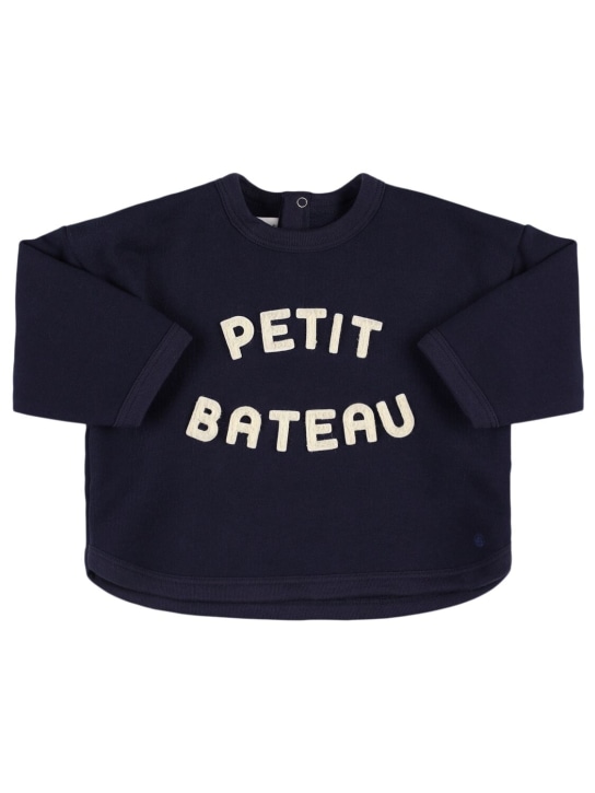Petit Bateau: 코튼 스웻셔츠 - 네이비 - kids-boys_0 | Luisa Via Roma