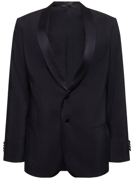Giorgio Armani: Silk blend tuxedo jacket - Night Sky - men_0 | Luisa Via Roma