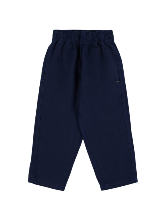 Molo: Pantalones de lino y algodón - Azul Marino - kids-boys_0 | Luisa Via Roma