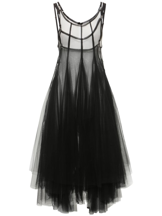 Noir Kei Ninomiya: Vestido corto de tul y algodón - Negro - women_0 | Luisa Via Roma