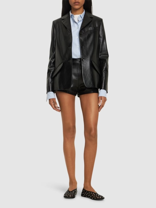 Bally: Leather mini shorts - Black - women_1 | Luisa Via Roma