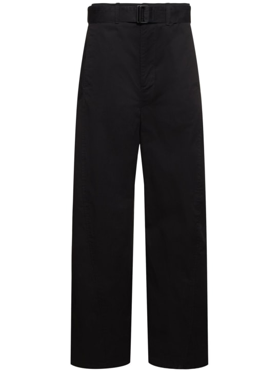Lemaire: Pantalones de algodón con cinturón - Negro - women_0 | Luisa Via Roma