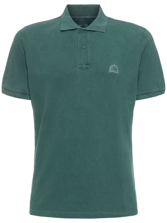 SUNDEK: Logo garment dyed cotton piquet polo - Dark Green - men_0 | Luisa Via Roma