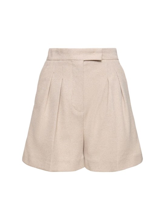Max Mara: Jessica pleated cotton jersey shorts - Beige - women_0 | Luisa Via Roma