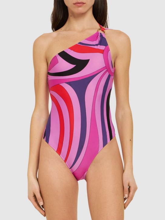 Pucci: Printed lycra one piece swimsuit - Pink/Red - women_1 | Luisa Via Roma