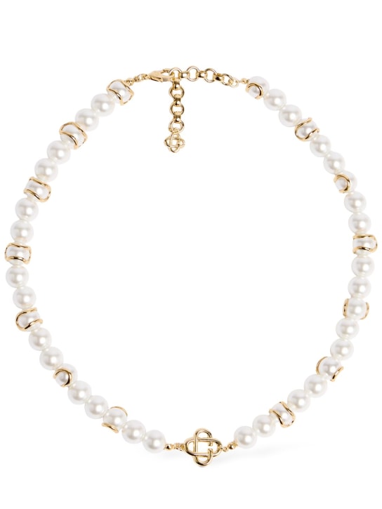 Casablanca: Halskette mit Kunstperlen - Weiß/Gold - women_0 | Luisa Via Roma