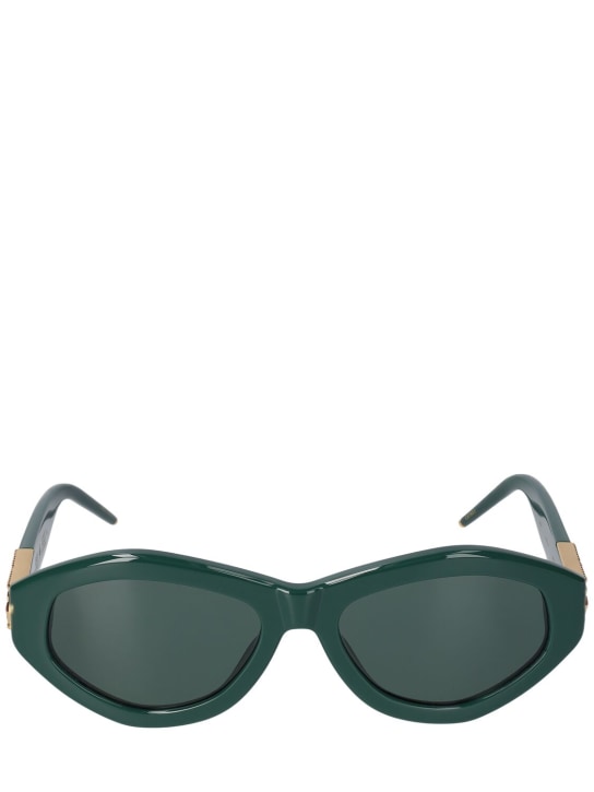 Casablanca: Monogram plaque oval sunglasses - Green/Grey - women_0 | Luisa Via Roma
