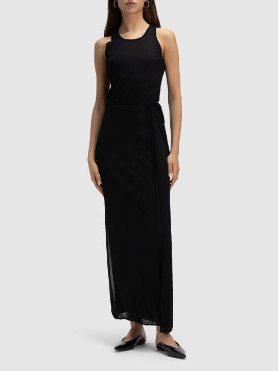 Saint Laurent: Vestido pareo de nylon - Negro - women_1 | Luisa Via Roma
