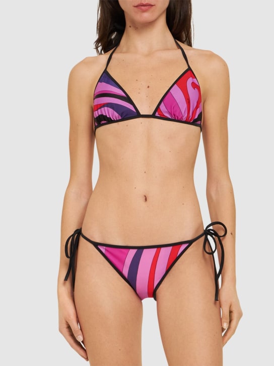Pucci: Top bikini in Lycra stampata - Rosa/Rosso - women_1 | Luisa Via Roma