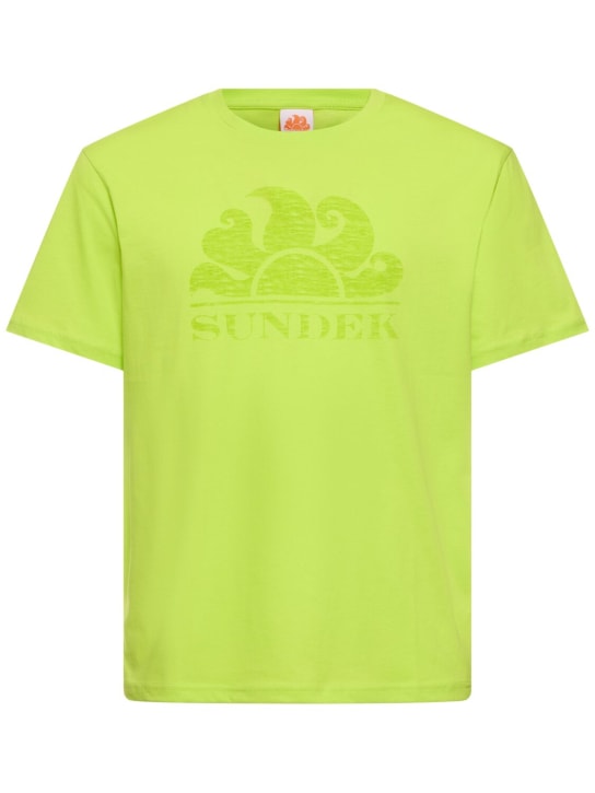 SUNDEK: Camiseta de jersey de algodón con logo - Verde - men_0 | Luisa Via Roma