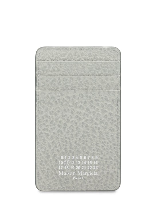 Maison Margiela: Grainy leather vertical card holder - Anisette - men_0 | Luisa Via Roma