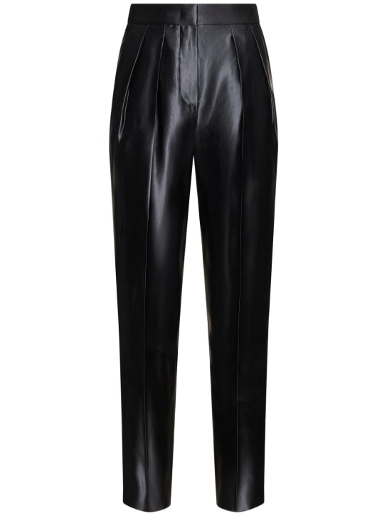 Giorgio Armani: Silk & linen high waist straight pants - Black - women_0 | Luisa Via Roma