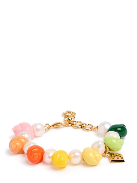 Casablanca: Shell shape & faux pearl bracelet - Multi/Gold - men_0 | Luisa Via Roma