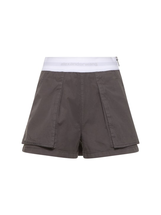 Alexander Wang: High waist cotton cargo shorts - Black - women_0 | Luisa Via Roma