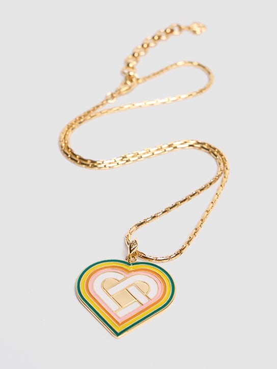Casablanca: Heart monogram medallion necklace - Oro/Multi - women_1 | Luisa Via Roma