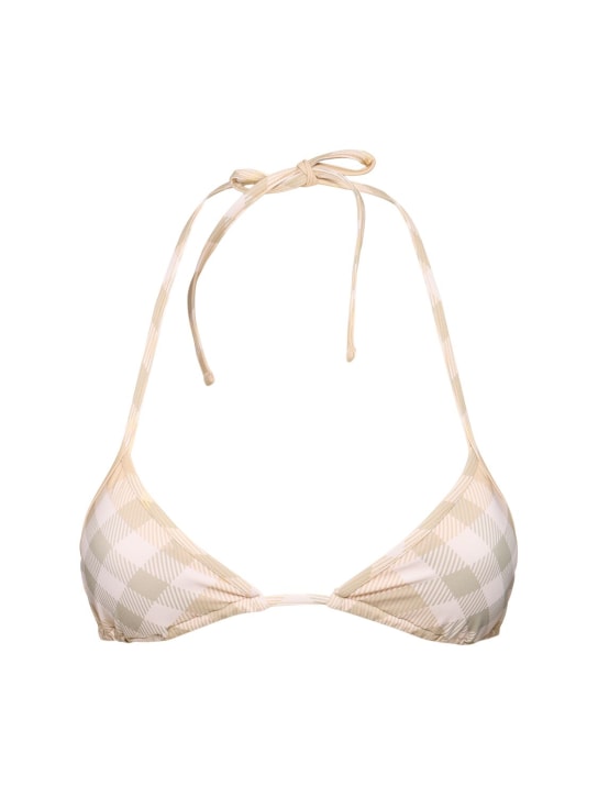 Burberry: Check Lycra triangle bikini top - Beige/Multi - women_0 | Luisa Via Roma