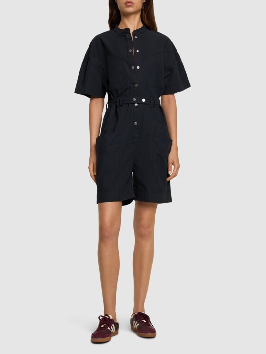 Marant Etoile: Kiara belted cotton overalls - Washed Black - women_1 | Luisa Via Roma