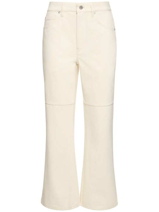 Jil Sander: Cotton denim mid rise knee line jeans - Beige - women_0 | Luisa Via Roma