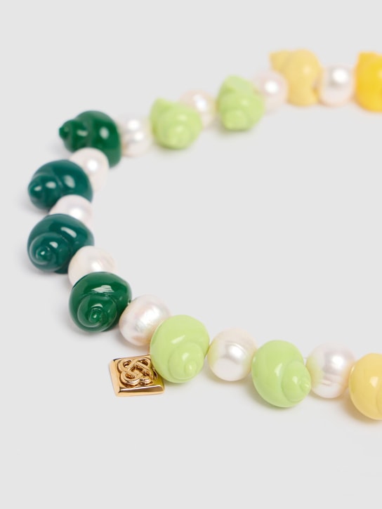 Casablanca: Shell shape & faux pearl collar necklace - Multi/Gold - women_1 | Luisa Via Roma