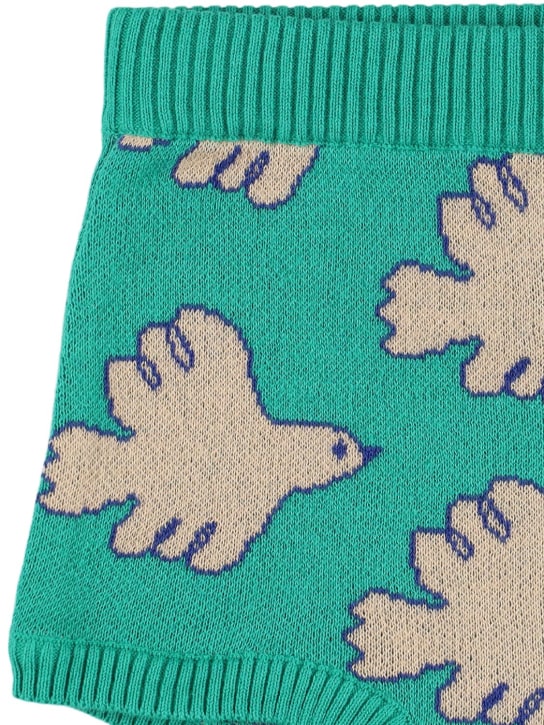 Tiny Cottons: Protège-couche en maille de coton intarsia - Vert - kids-boys_1 | Luisa Via Roma