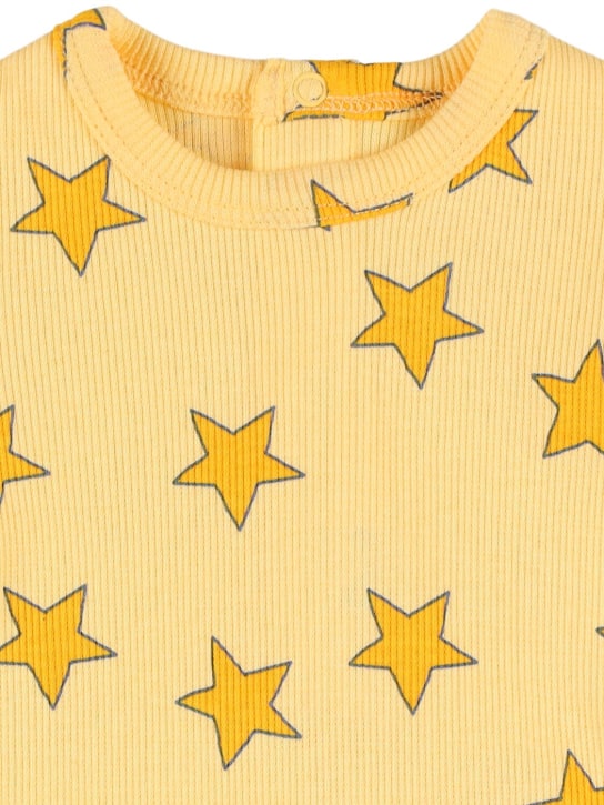 Tiny Cottons: Star print Pima cotton bodysuit - Yellow - kids-girls_1 | Luisa Via Roma