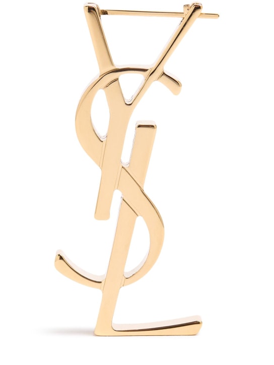 Saint Laurent: Chunky monogram mono earring - Gold - women_0 | Luisa Via Roma