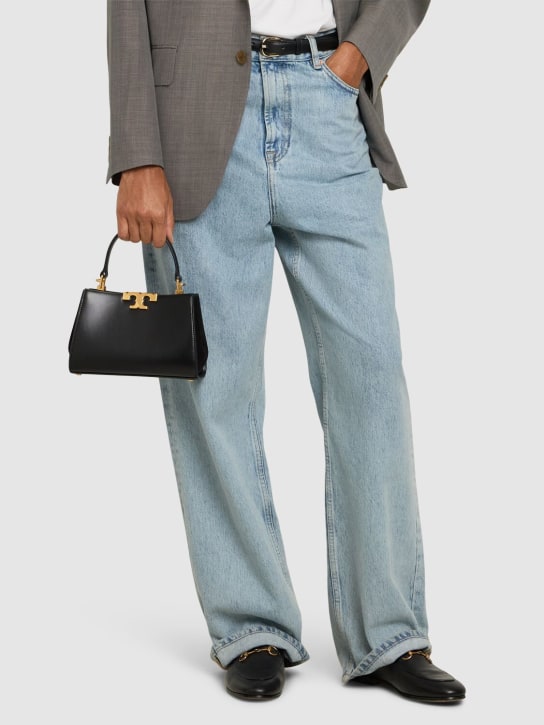 Tory Burch: Sac satchel mini en cuir Eleanor - Noir - women_1 | Luisa Via Roma