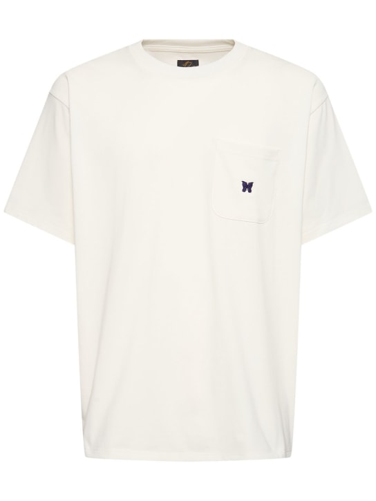 Needles: Poly jersey logo t-shirt - A-white - men_0 | Luisa Via Roma