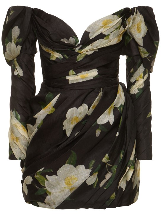Zimmermann: Harmony linen silk printed mini dress - Multi/Black - women_0 | Luisa Via Roma