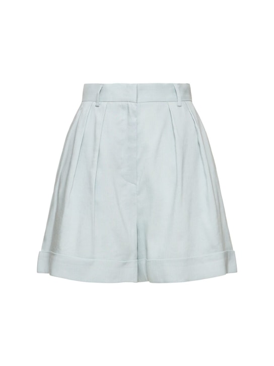 The Andamane: Rina high waist linen blend shorts - Blue - women_0 | Luisa Via Roma