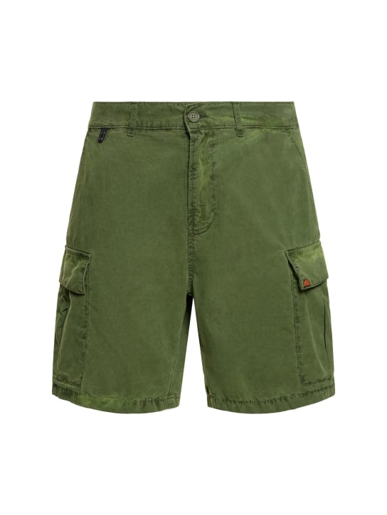 SUNDEK: Striped cotton poplin cargo shorts - Dark Green - men_0 | Luisa Via Roma