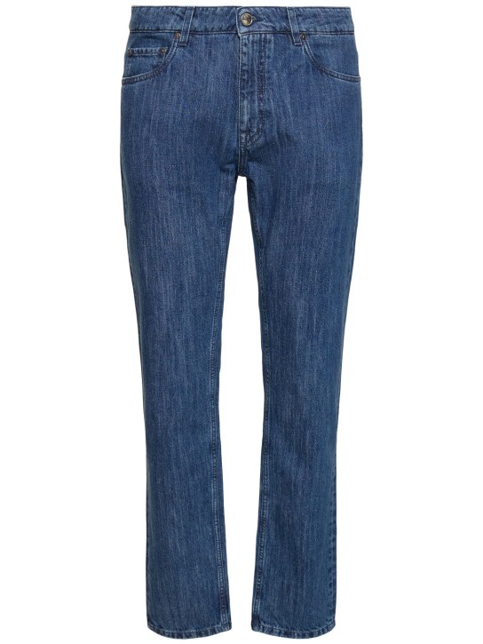 Etro: Jeans dritti in denim di cotone - Blu - men_0 | Luisa Via Roma