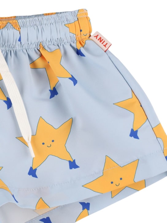 Tiny Cottons: Printed nylon swim shorts - Light Blue - kids-boys_1 | Luisa Via Roma