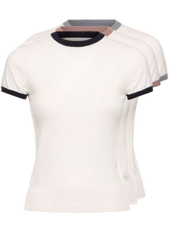 Extreme Cashmere: Chloe pack of 3 cotton cashmere t-shirts - White - women_0 | Luisa Via Roma