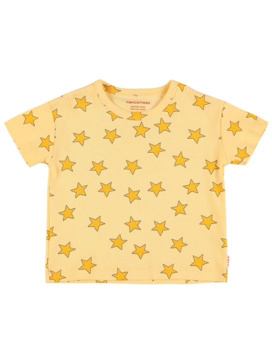 Tiny Cottons: Star print Pima cotton t-shirt - Yellow - kids-boys_0 | Luisa Via Roma