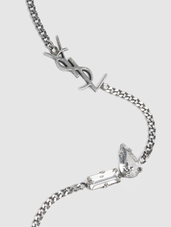 Saint Laurent: Armband mit Kristallkette „YSL“ - Silber - women_1 | Luisa Via Roma