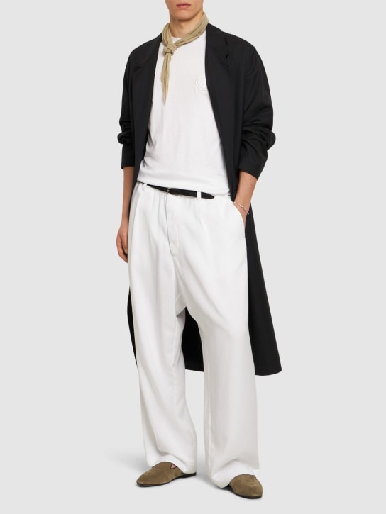 Giorgio Armani: Lyocell elastic waistband pants - White - men_1 | Luisa Via Roma