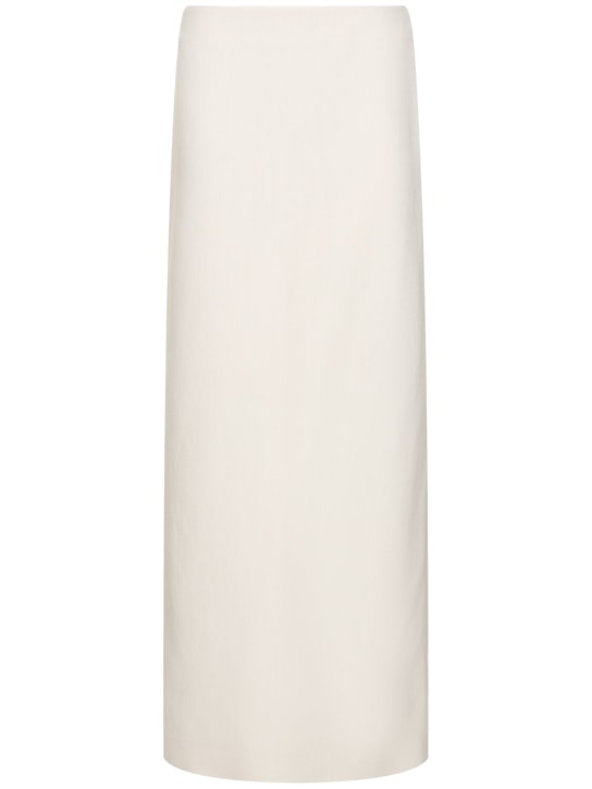 Ferragamo: 粘胶纤维&亚麻长款半身裙 - 白色 - women_0 | Luisa Via Roma